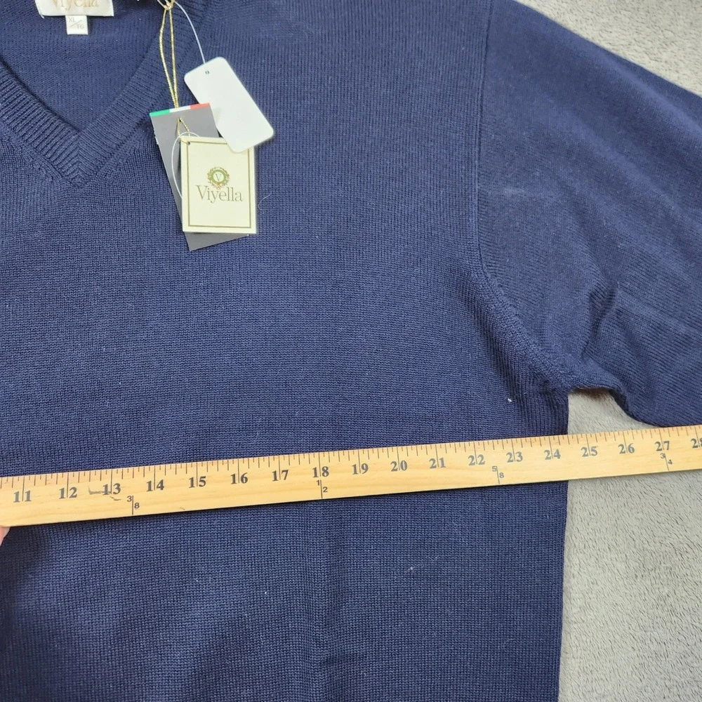 Viyella V-Neck Sweater Mens size XL Merino Wool Zegna Baruffa Italian Yarn